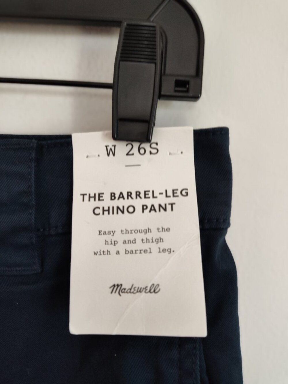 Madewell Navy Barrel-Leg Chino Pant - Picture 3 of 7